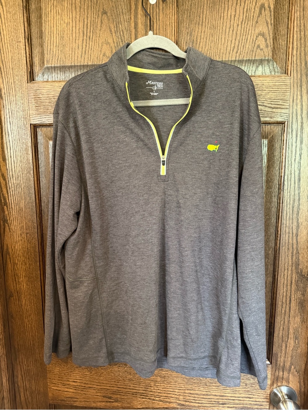 Masters Tech Men’s Heather Gray 1/4 Zip Pullover with Lime Accent Large